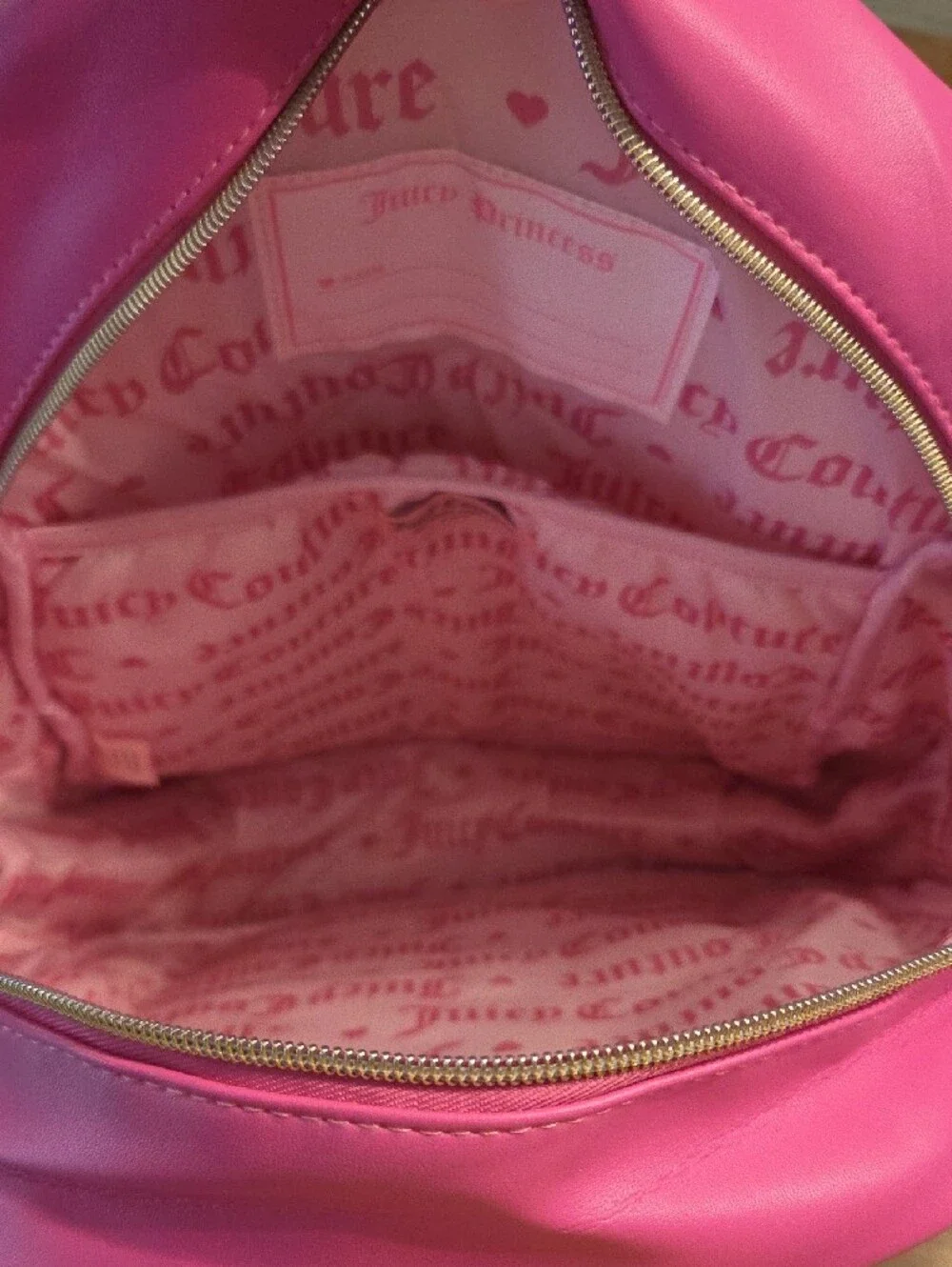 Juicy Couture Hot Pink Quilted Heart Kids Backpack with Gold Accents